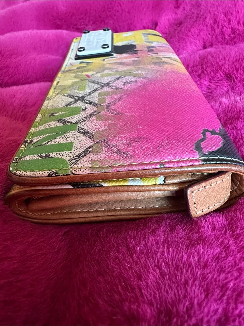 L.A.M.B. Pink Multi-Hued Graffiti Print Wallet